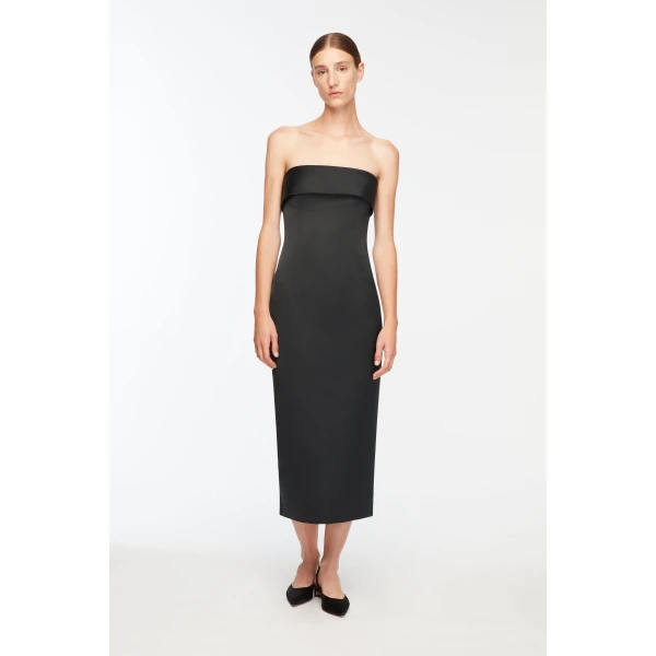 Emilia Wickstead Keeley Dress in Black Duchess Satin, view 5