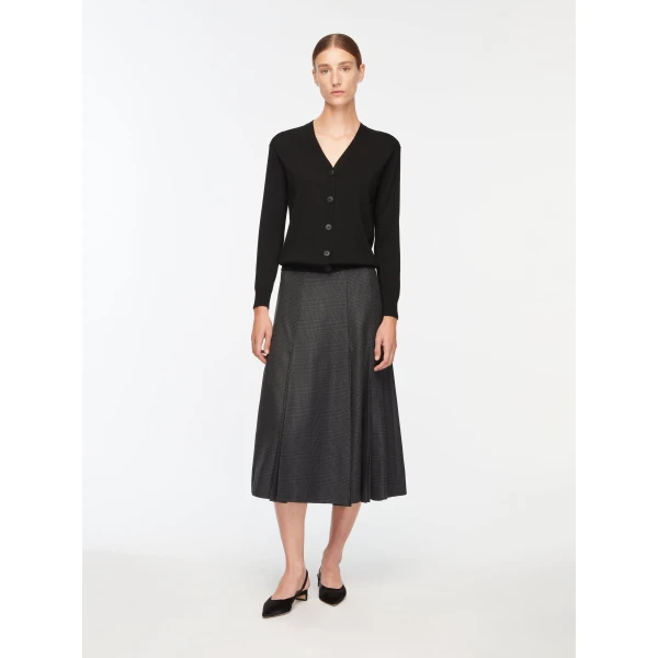 Emilia Wickstead Kensie Skirt in Charcoal and Black Prince of Wales, view 4