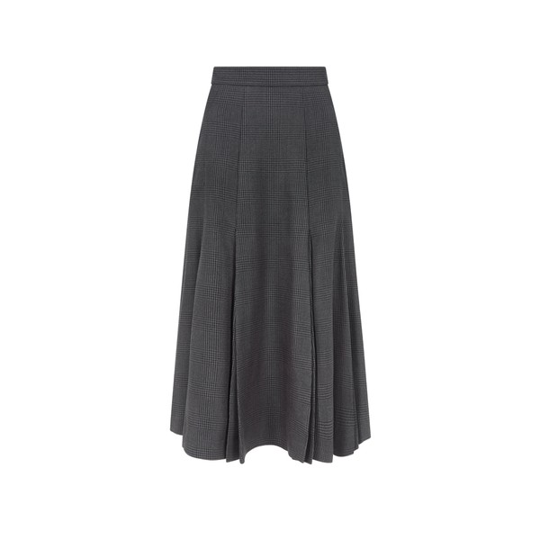 Emilia Wickstead Kensie Skirt in Charcoal and Black Prince of Wales