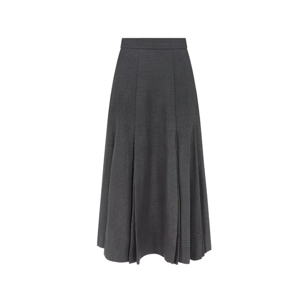 Emilia Wickstead Kensie Skirt in Charcoal and Black Prince of Wales