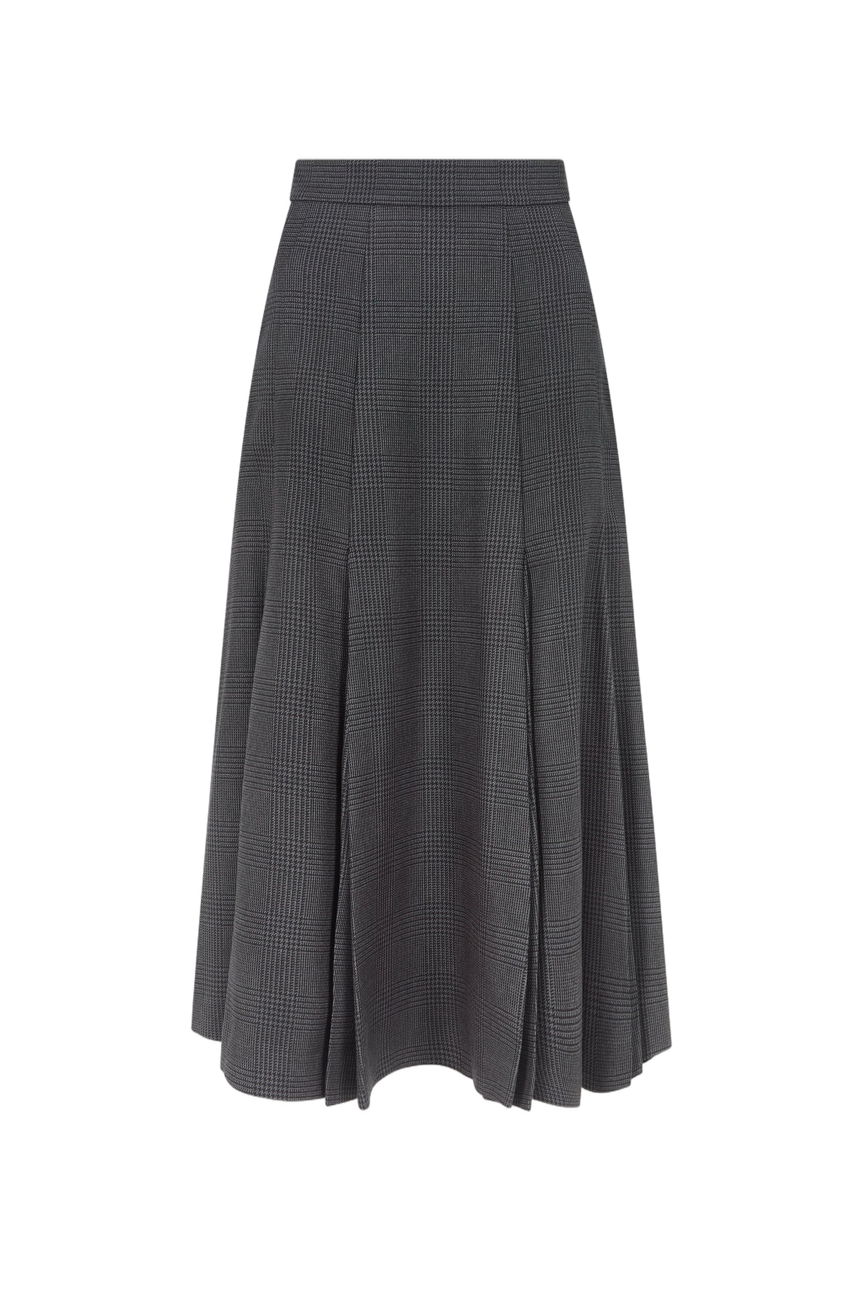 Emilia Wickstead Kensie Skirt in Charcoal and Black Prince of Wales