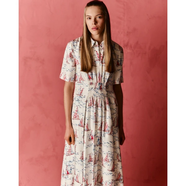 Emilia Wickstead Khloe Dress in Boat Print Silk Twill, view 4
