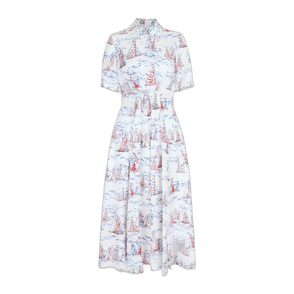 Emilia Wickstead Khloe Dress in Boat Print Silk Twill