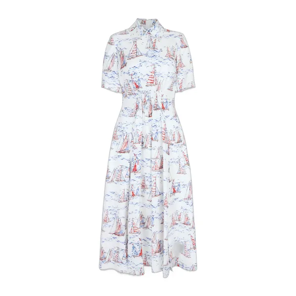 Emilia Wickstead Khloe Dress in Boat Print Silk Twill