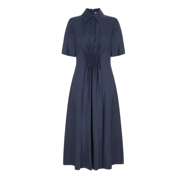 Emilia Wickstead Khloe Dress in Navy Silk Twill