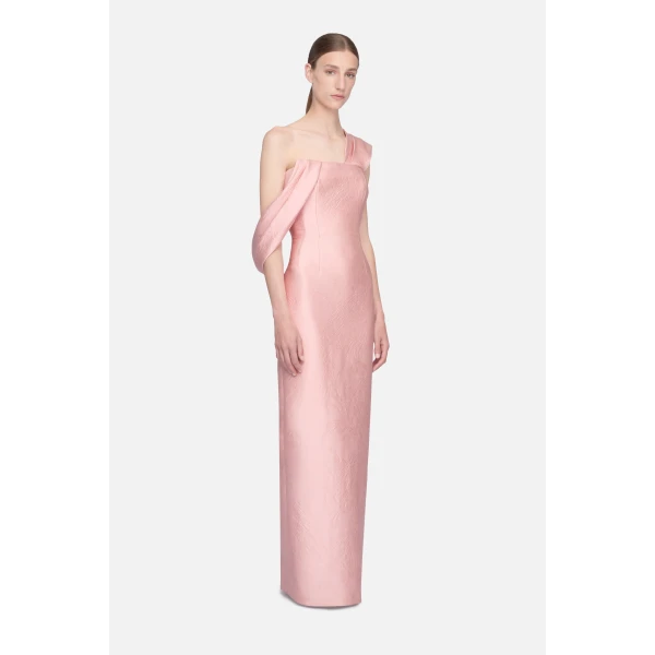 Emilia Wickstead Kiana Dress in Pink Embossed Cloque, view 3