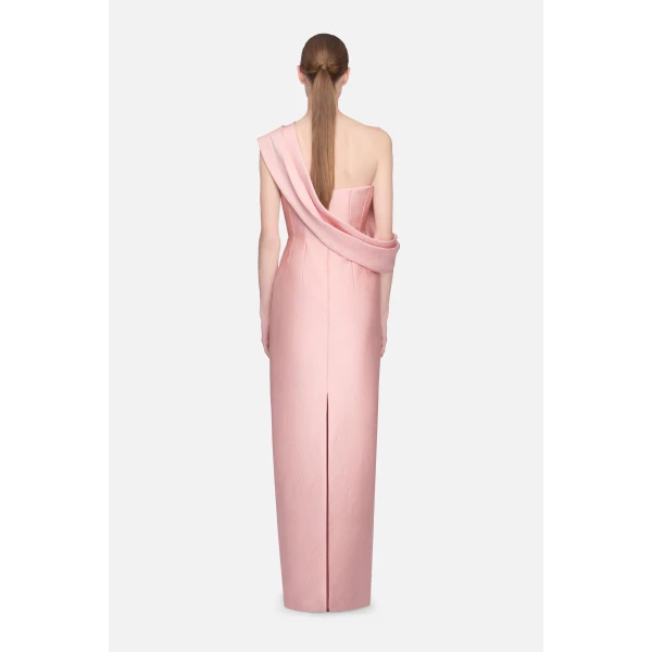 Emilia Wickstead Kiana Dress in Pink Embossed Cloque, view 5