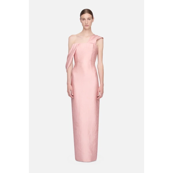 Emilia Wickstead Kiana Dress in Pink Embossed Cloque, view 6