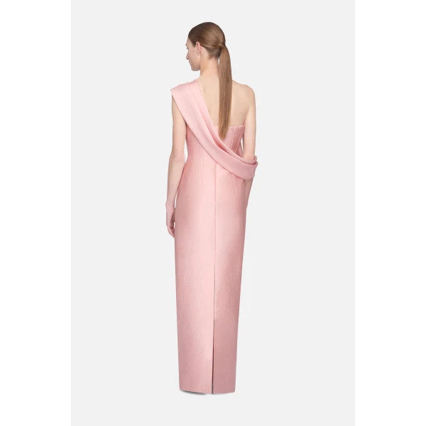 Emilia Wickstead Kiana Dress in Pink Embossed Cloque, view 7