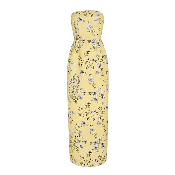 Emilia Wickstead Laelia Dress in Butter Yellow Magnolia in Taffeta Faille