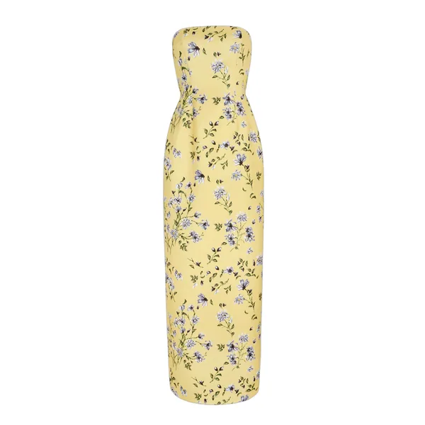 Emilia Wickstead Laelia Dress in Butter Yellow Magnolia in Taffeta Faille