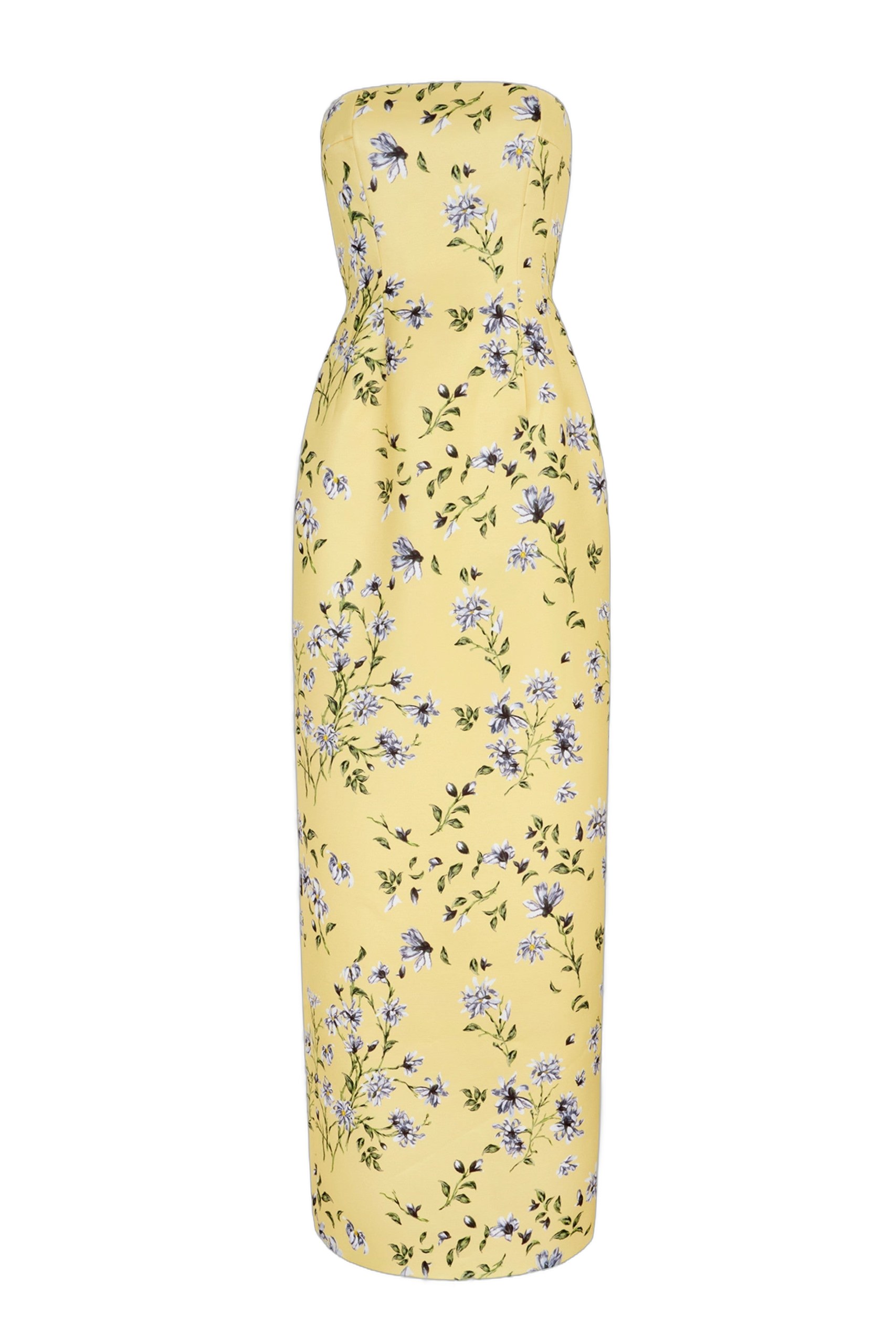 Emilia Wickstead Laelia Dress in Butter Yellow Magnolia in Taffeta Faille