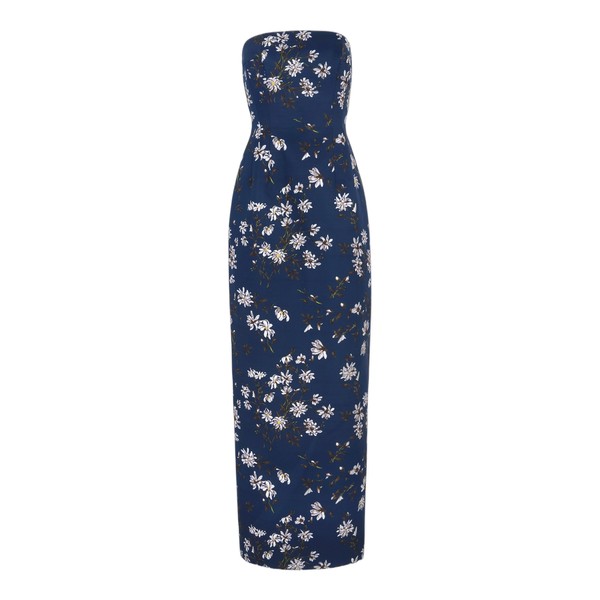 Emilia Wickstead Laelia Dress in Midnight Magnolia Taffeta Faille