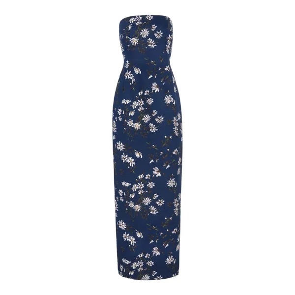 Emilia Wickstead Laelia Dress in Midnight Magnolia Taffeta Faille