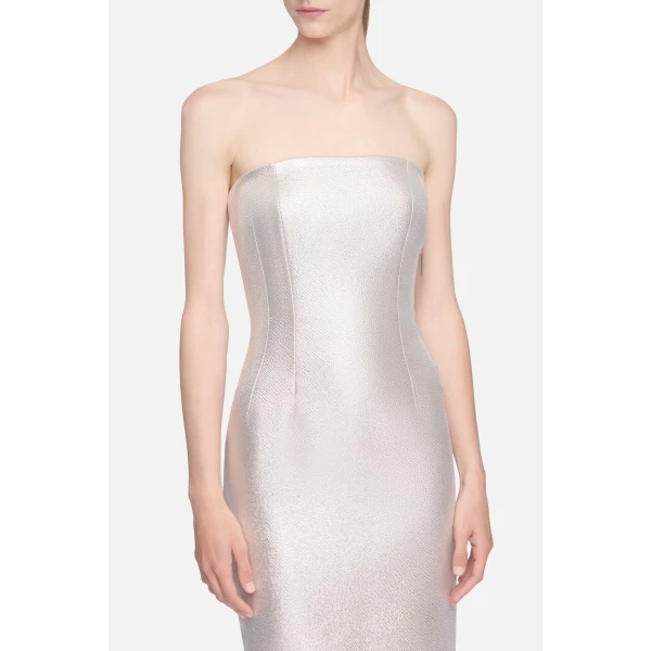 Emilia Wickstead Leila Dress in Champagne Metallic Cloque, view 4