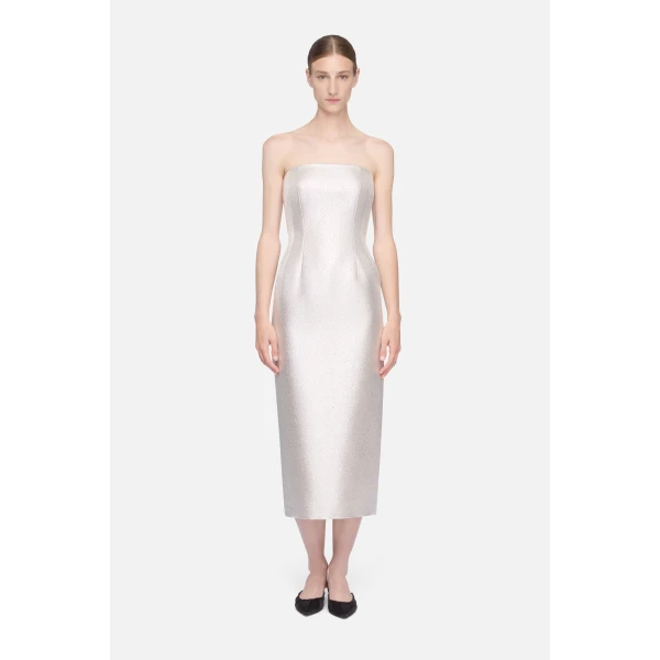 Emilia Wickstead Leila Dress in Champagne Metallic Cloque, view 6