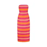 Emilia Wickstead Leila Dress in Hot Pink & Orange Stripe Taffeta Faille