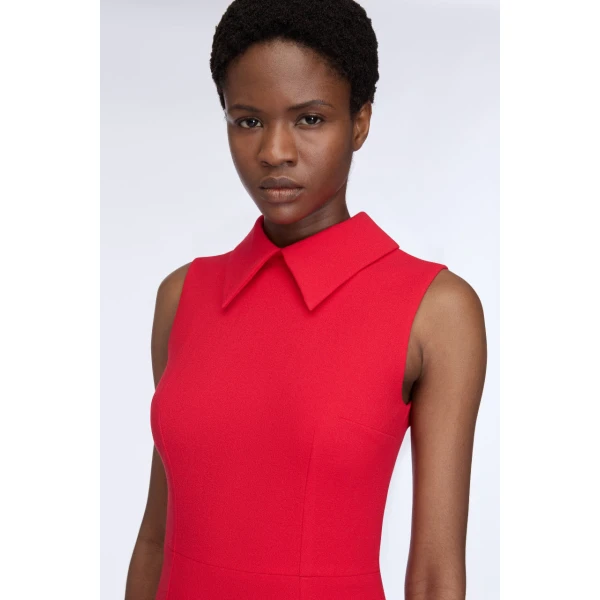 Emilia Wickstead Leontine Dress in Red Single Wool Crepe, view 2