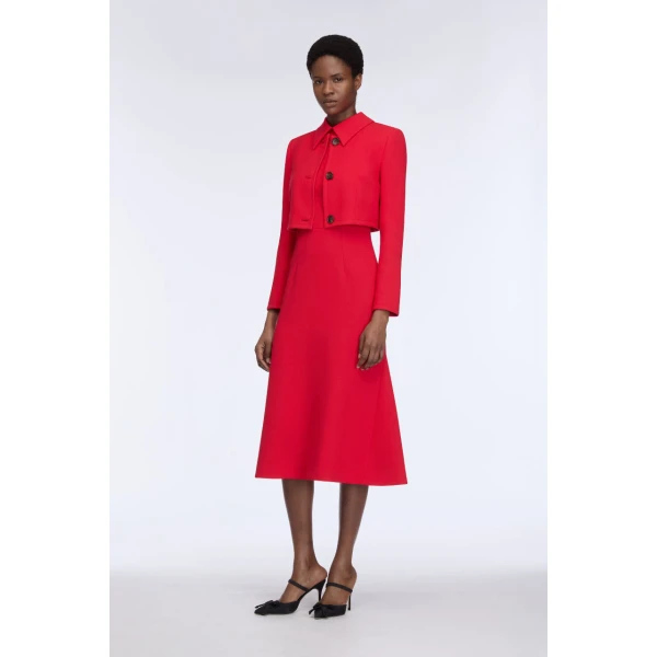 Emilia Wickstead Leontine Dress in Red Single Wool Crepe, view 4