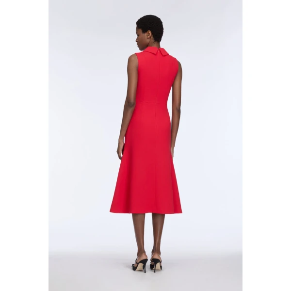 Emilia Wickstead Leontine Dress in Red Single Wool Crepe, view 5