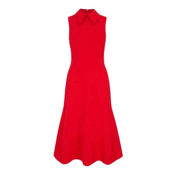 Emilia Wickstead Leontine Dress in Red Single Wool Crepe