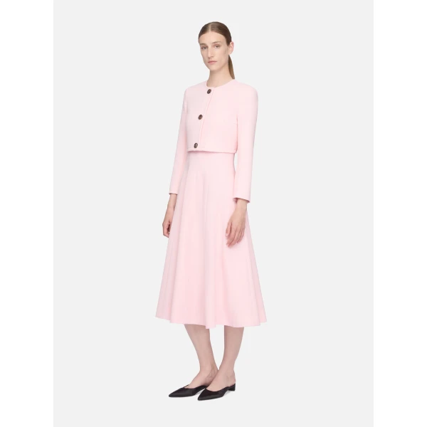 Emilia Wickstead Lizette Jacket in Light Pink Single Wool Crepe, view 3