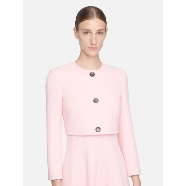 Emilia Wickstead Lizette Jacket in Light Pink Single Wool Crepe, view 4
