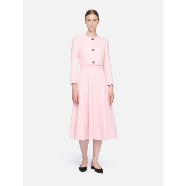 Emilia Wickstead Lizette Jacket in Light Pink Single Wool Crepe, view 6