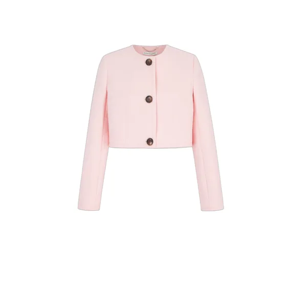 Emilia Wickstead Lizette Jacket in Light Pink Single Wool Crepe