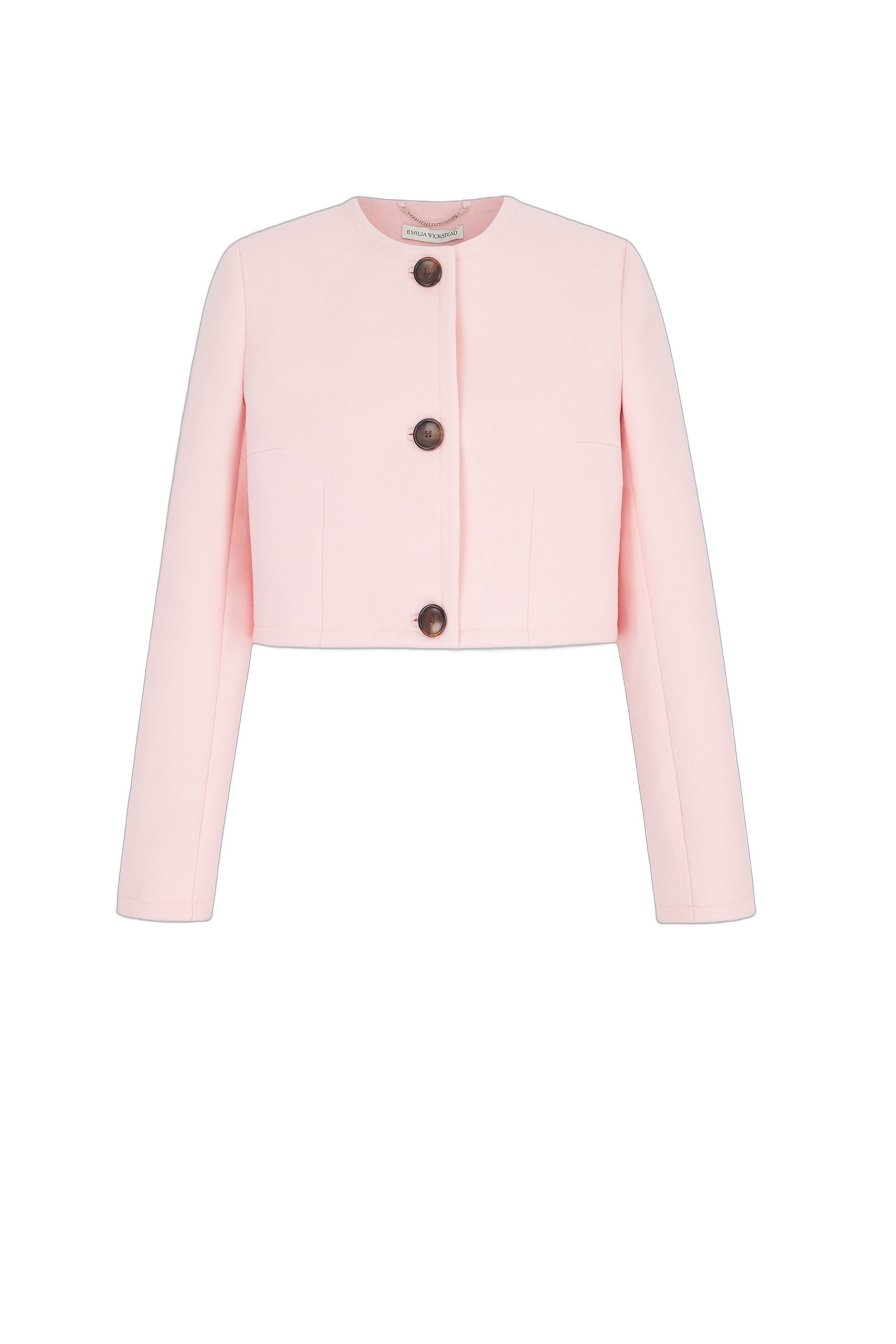 Emilia Wickstead Lizette Jacket in Light Pink Single Wool Crepe