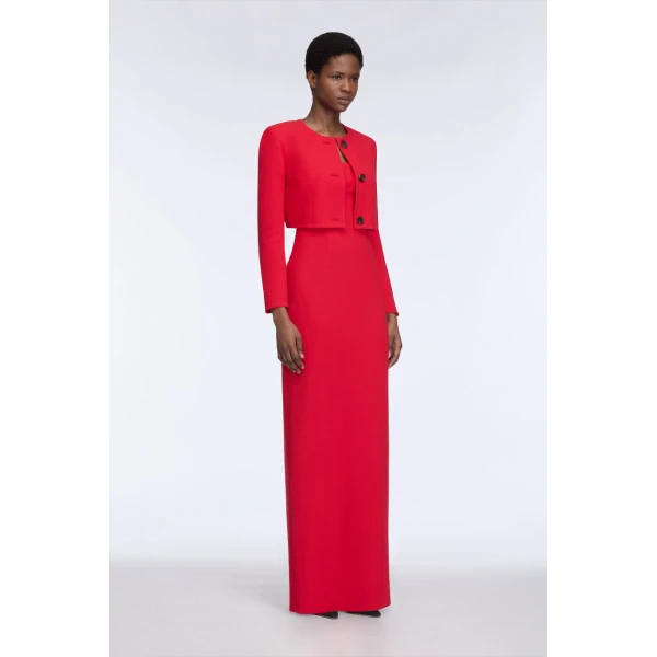 Emilia Wickstead Lizette Jacket in Red Single Wool Crepe, view 2
