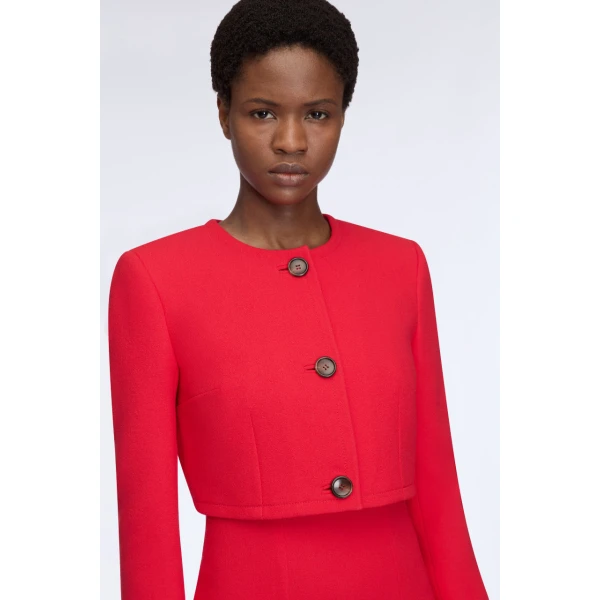 Emilia Wickstead Lizette Jacket in Red Single Wool Crepe, view 5