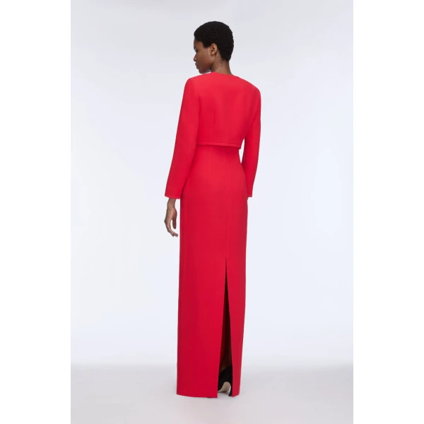 Emilia Wickstead Lizette Jacket in Red Single Wool Crepe, view 7
