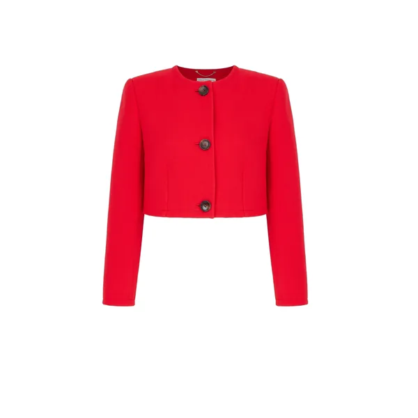 Emilia Wickstead Lizette Jacket in Red Single Wool Crepe