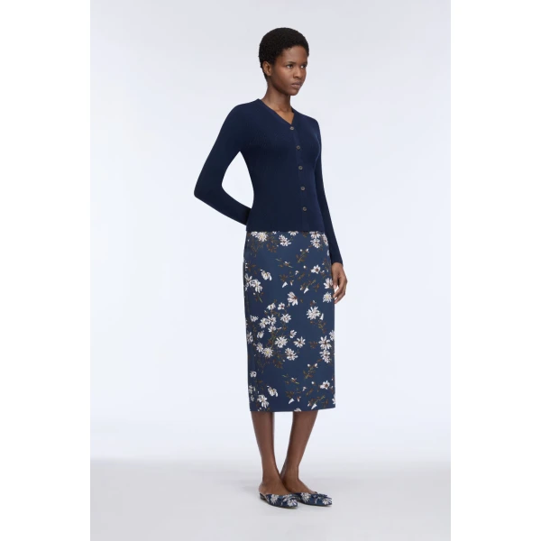 Emilia Wickstead Lorelei Skirt in Midnight Magnolia Print Taffeta Faille, view 2