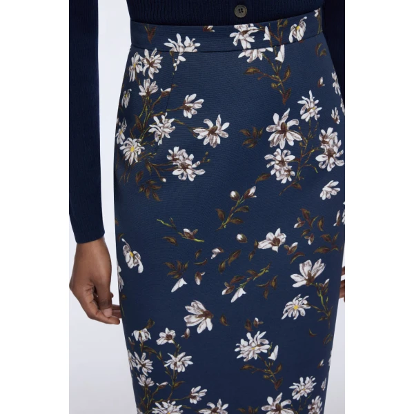 Emilia Wickstead Lorelei Skirt in Midnight Magnolia Print Taffeta Faille, view 4