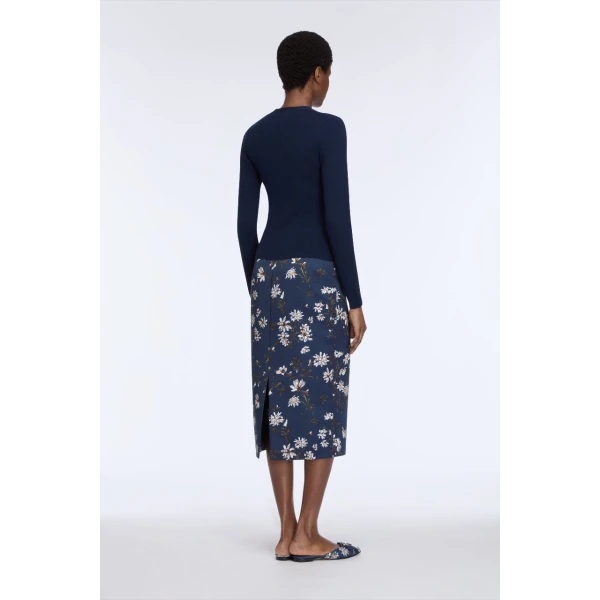 Emilia Wickstead Lorelei Skirt in Midnight Magnolia Print Taffeta Faille, view 7