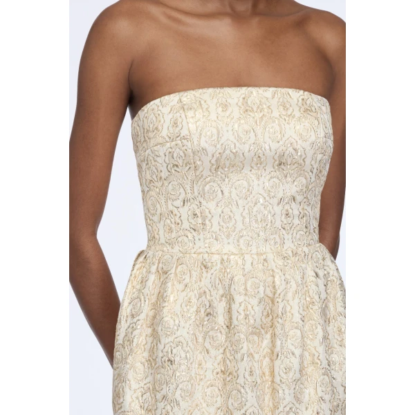Emilia Wickstead Lowe Mini Dress in Gold Metallic Jacquard, view 4