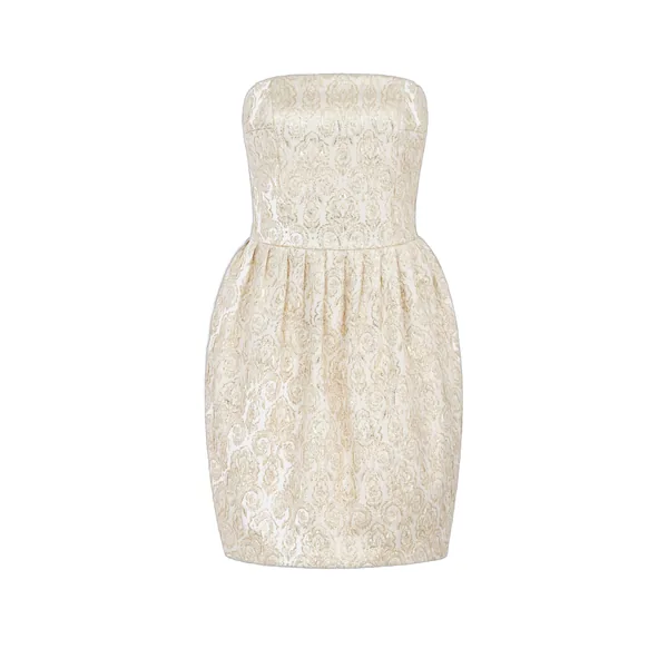 Emilia Wickstead Lowe Mini Dress in Gold Metallic Jacquard