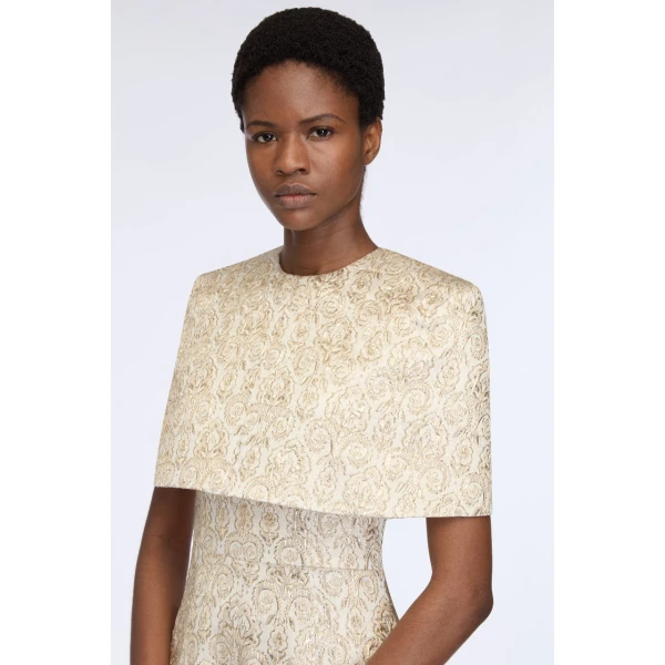 Emilia Wickstead Lucretia Dress in Gold Metallic Jacquard, view 4