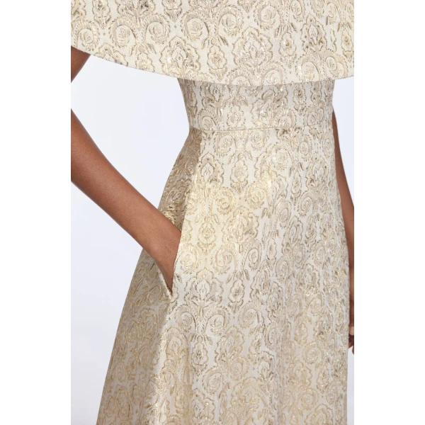 Emilia Wickstead Lucretia Dress in Gold Metallic Jacquard, view 5
