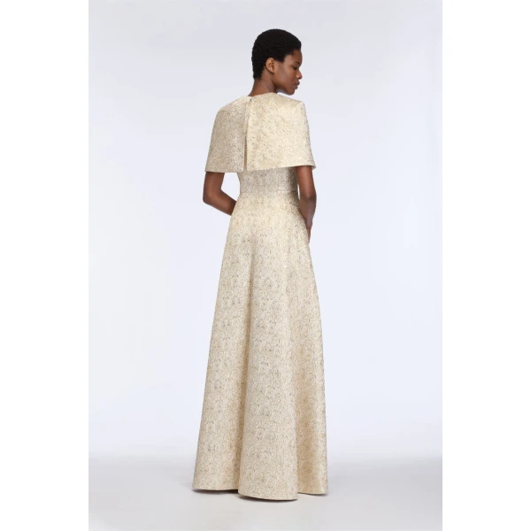 Emilia Wickstead Lucretia Dress in Gold Metallic Jacquard, view 7