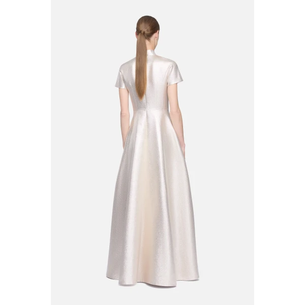 Emilia Wickstead Malinda Dress in Champagne Metallic Cloque, view 2