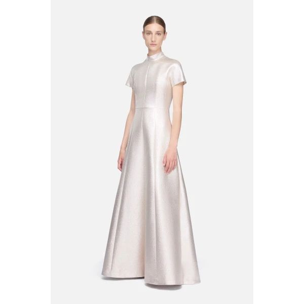 Emilia Wickstead Malinda Dress in Champagne Metallic Cloque, view 4