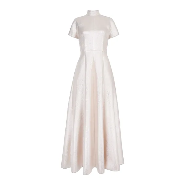 Emilia Wickstead Malinda Dress in Champagne Metallic Cloque