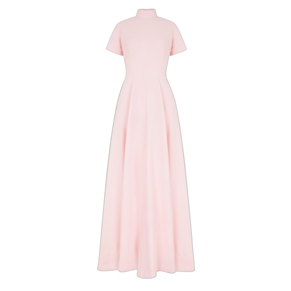Emilia Wickstead Malinda Dress in Light Pink Single Wool Crepe