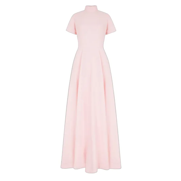 Emilia Wickstead Malinda Dress in Light Pink Single Wool Crepe