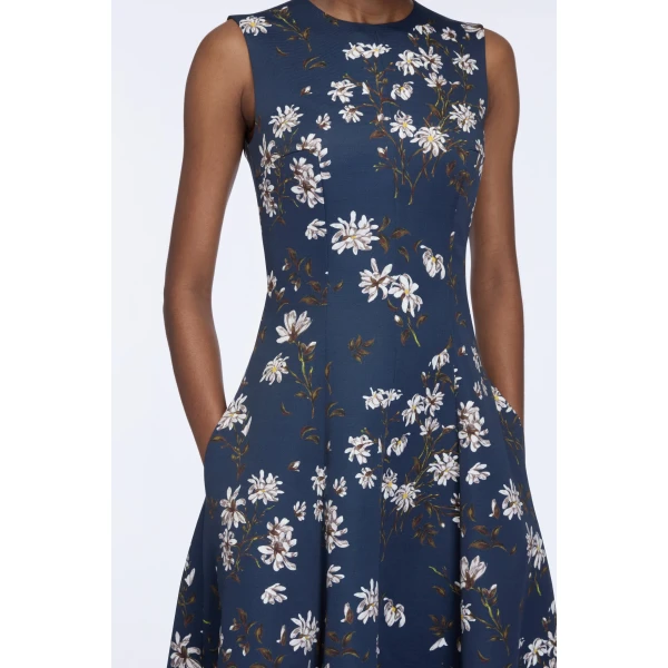 Emilia Wickstead Mara Dress in Midnight Magnolia Taffeta Faille, view 4