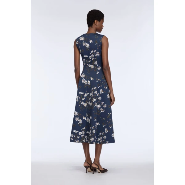 Emilia Wickstead Mara Dress in Midnight Magnolia Taffeta Faille, view 5