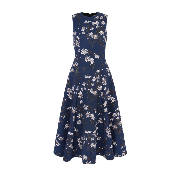 Emilia Wickstead Mara Dress in Midnight Magnolia Taffeta Faille